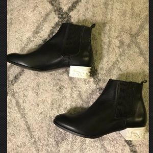 Miista black leather ankle Chelsea bootie size 38